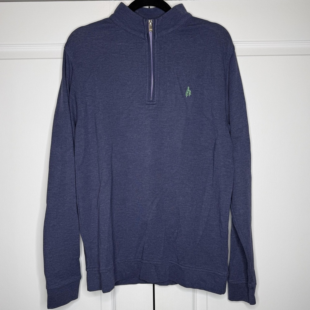 Peter Millar Sweater Mens Medium Blue Mock Neck 1/4 Zip Jersey Pullover Logo